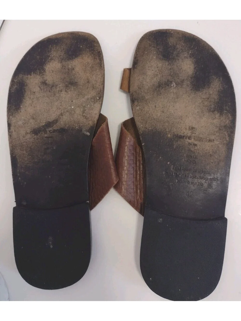 Pierre Cardin Leather Toe Loop Sandals Mens EU 42 US 8.5 9 Handmade Brown India